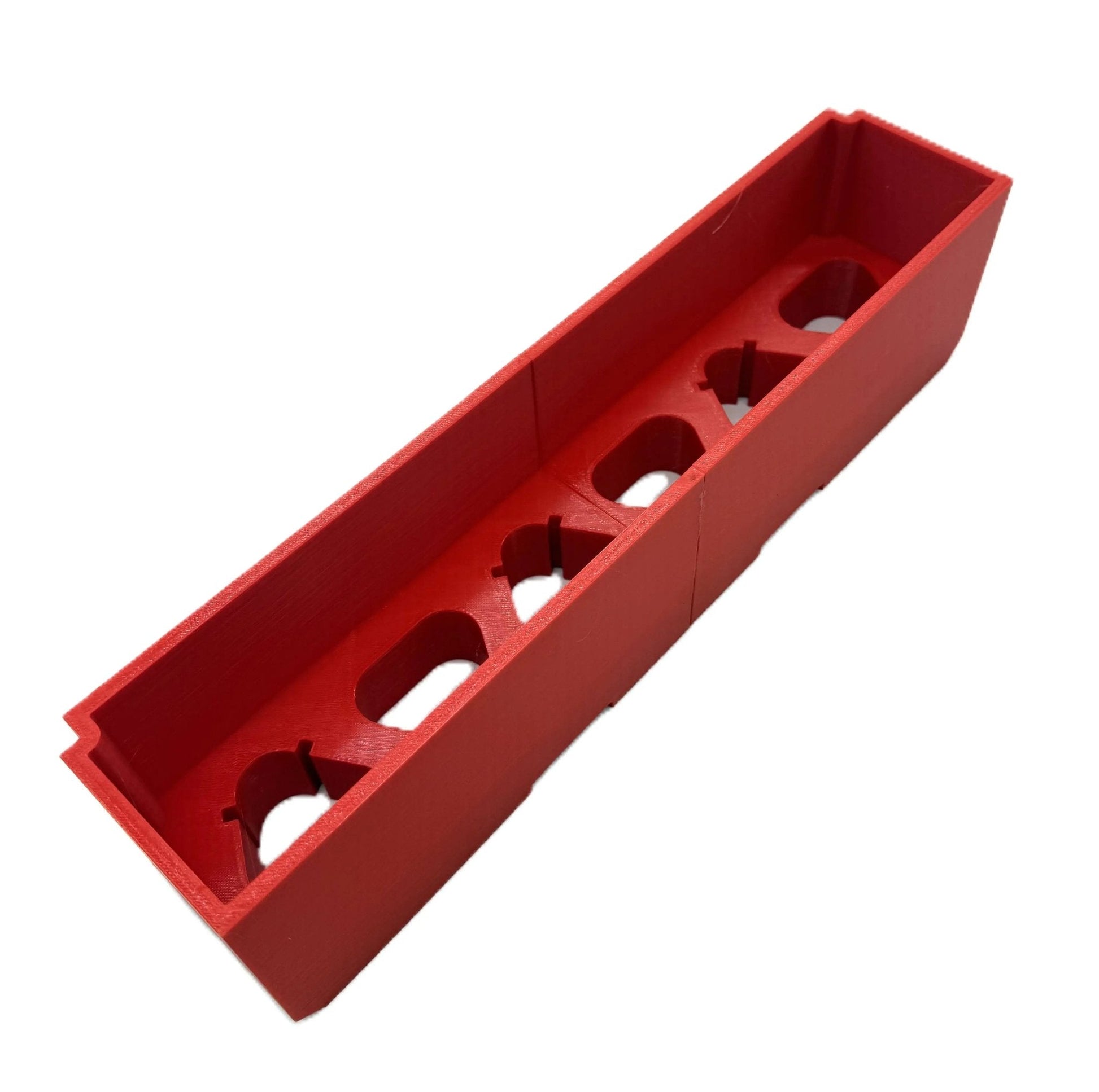 Insert Compatible with Milwaukee Packout – 6-Slot Battery Storage Organizer, featuring the red battery organizer insert showcasing its innovative design for tool and battery organization.