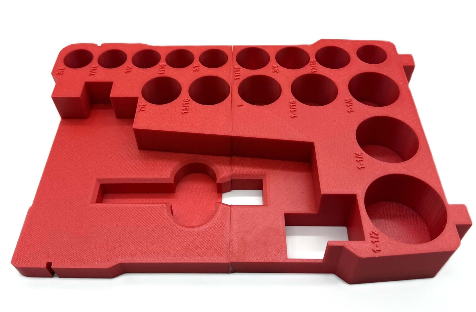Packout Insert For Milwaukee 1/2" Mid-Torque Wrench - USA 2962-20, AUS/UK M18FIW2F12 – Insert Only in red showcasing multiple designated slots for efficient tool organization.