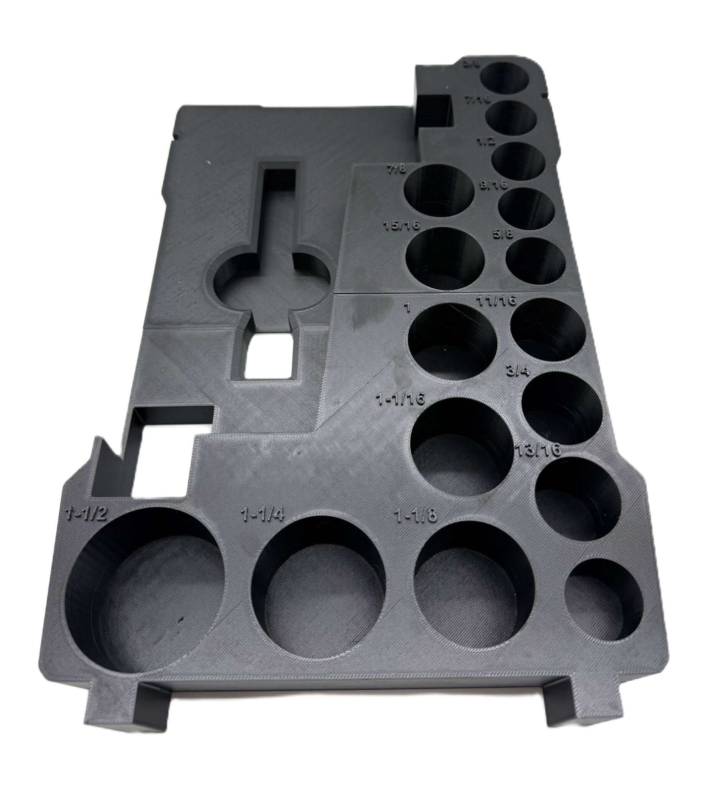 Packout Insert For Milwaukee 1/2" Mid-Torque Wrench - USA 2962-20, AUS/UK M18FIW2F12 – Insert Only in black with various sized slots for SAE sockets.