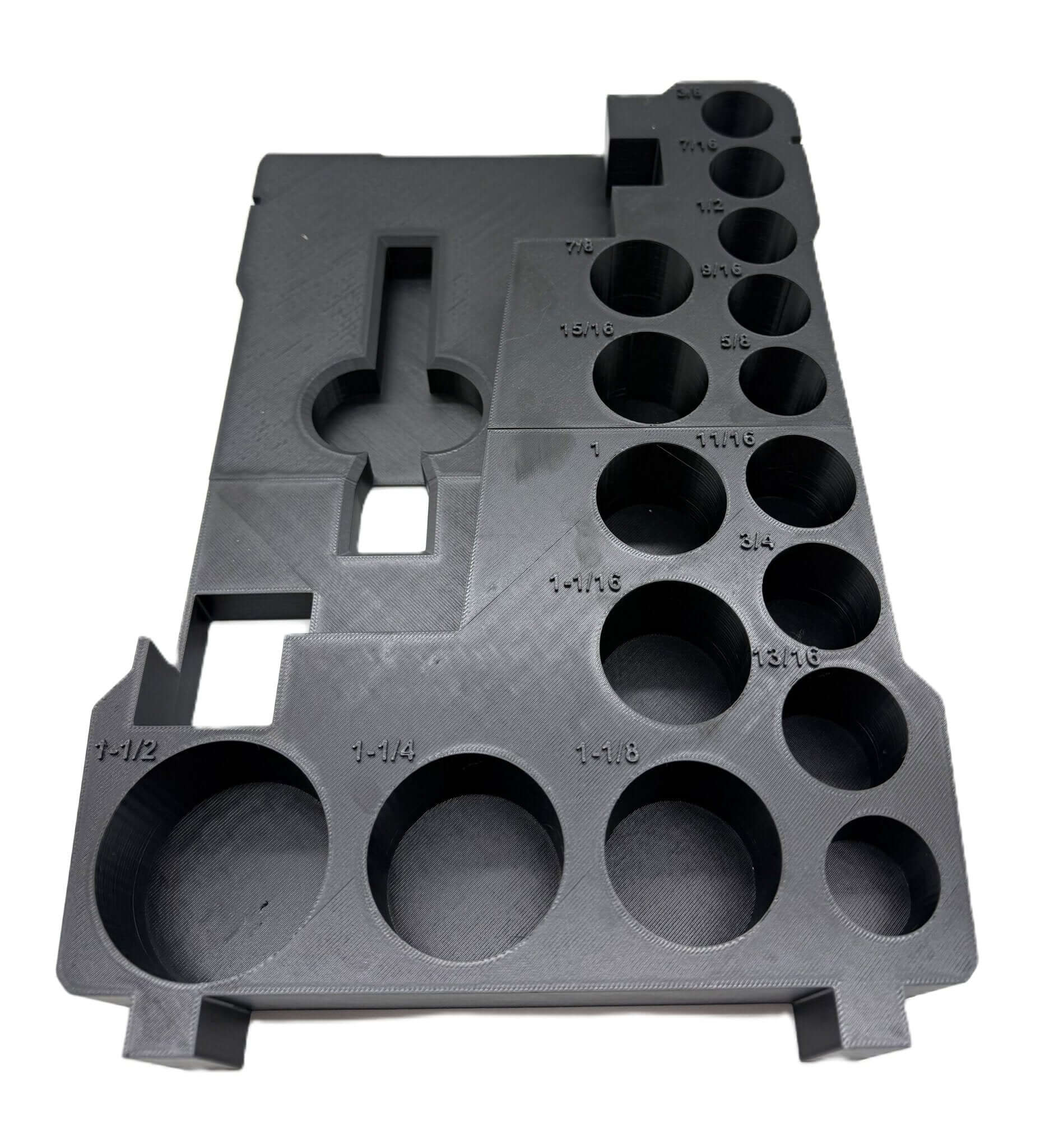 Packout Insert For Milwaukee 1/2" Mid-Torque Wrench - USA 2962-20, AUS/UK M18FIW2F12 – Insert Only in black with various sized slots for SAE sockets.
