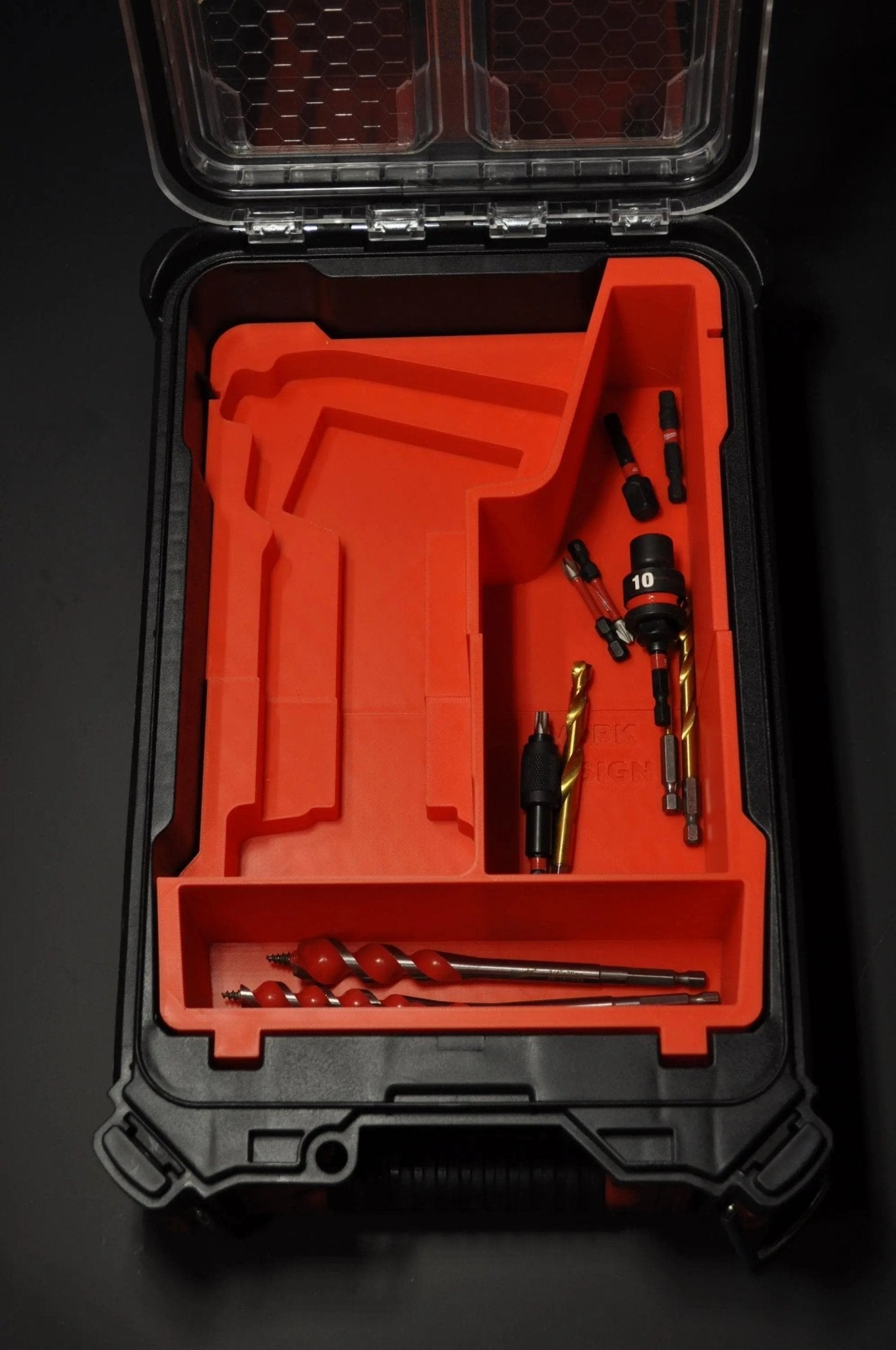 Milwaukee M12 Fuel Impact Driver Gen 2 Insert USA 2553-20 - displaying the interior layout of the insert with designated areas for impact driver and bits, without tools included.