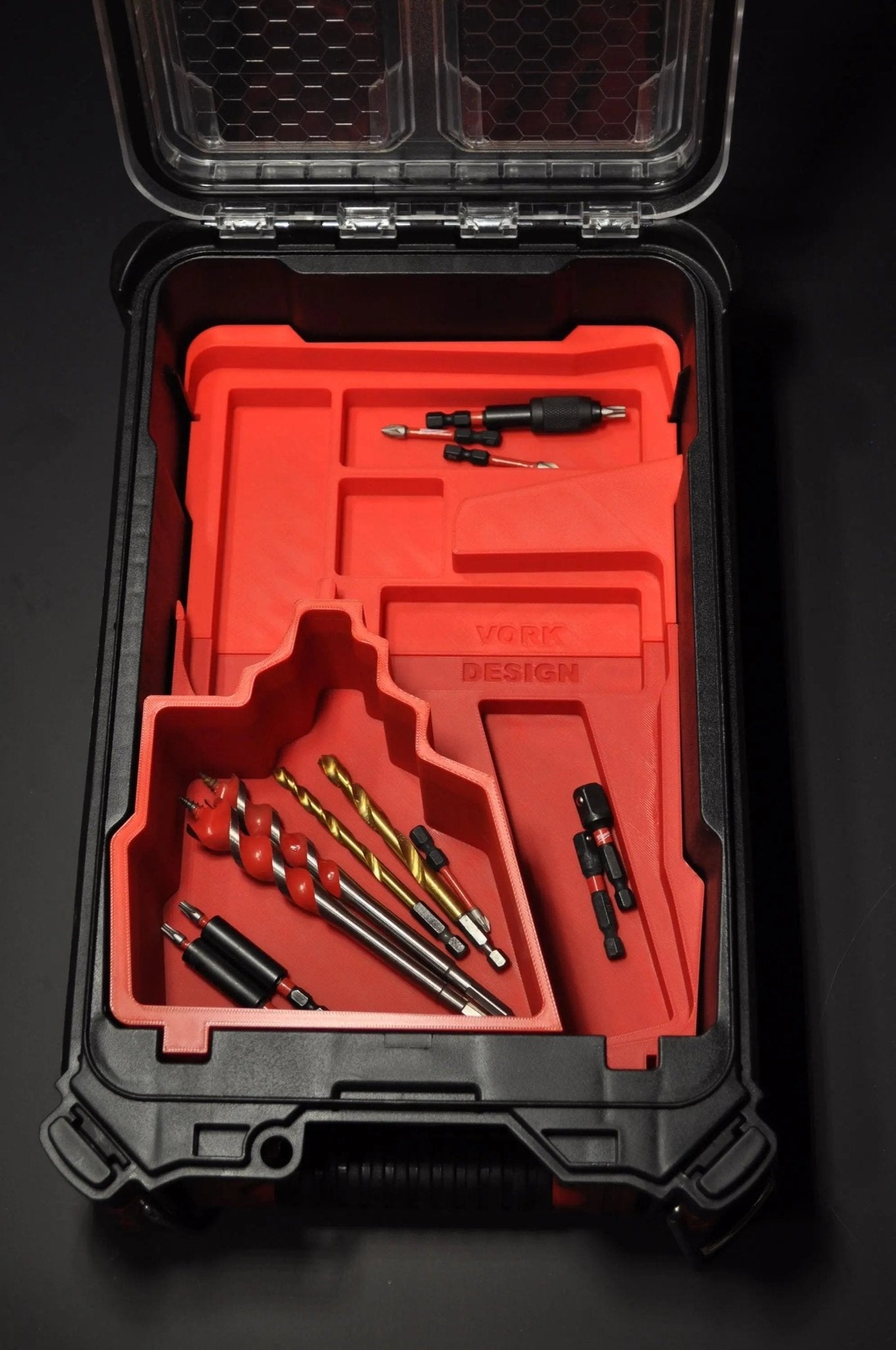 Milwaukee M12 Fuel Drill & Impact Driver Insert USA 3404-20 / 3453-20 - Insert Only displayed in a toolbox, featuring a durable design for efficient tool organization and accessibility.