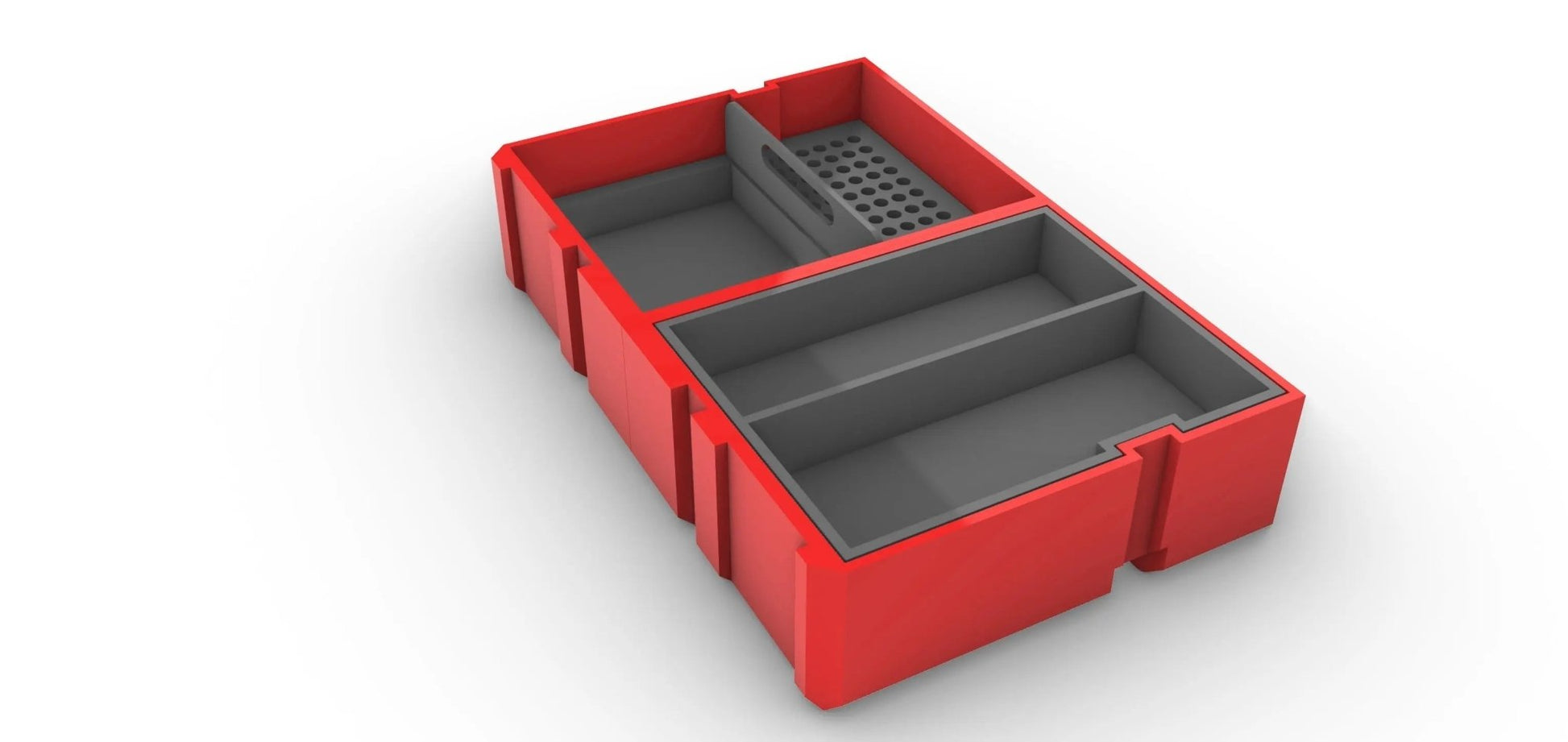 Milwaukee Packout Drill & Hex Bit Storage Insert – Fits 3dpor, 3dpog, 3dpob – Insert Only, featuring a red storage insert with various compartments for drill accessories.
