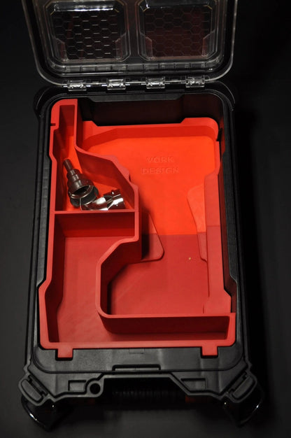 Milwaukee M18 Heat Gun Insert for Packout Box 2688-20 M18BHG – Insert Only showcasing the organization and snug fit for tools and accessories in a durable red PETG material.