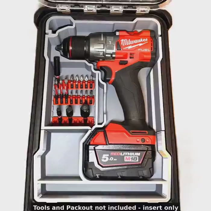 Milwaukee Packout Insert to suit M18 Fuel Drill Gen 3 or Gen 4 – USA 2804-20  2904-20 / AUS/UK M18FPD2 & M18FPD3