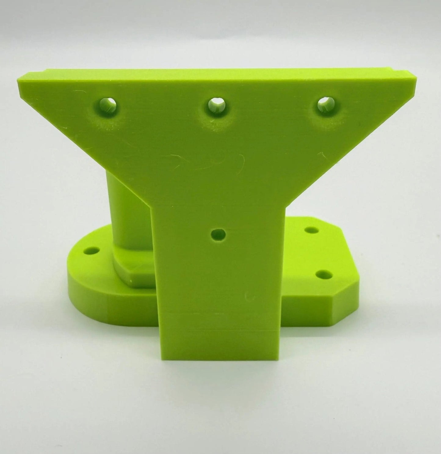 Mount to suit Tool Mount - Back view of a durable green PETG Wall Holder for Ryobi tools, featuring multiple mounting holes for secure wall attachment and organization.