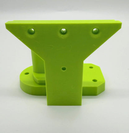 Mount to suit Tool Mount - Back view of a durable green PETG Wall Holder for Ryobi tools, featuring multiple mounting holes for secure wall attachment and organization.