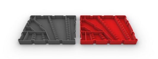 Handyman Depot 4-Drawer Wrench Organizer Insert for Packout System – Insert Only, showcasing the gray and red sections designed for effective tool organization.
