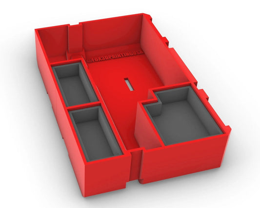 Precision Packout Insert for Jigsaw Organizer, designed for Milwaukee Packout Box 2 or 3, showcasing a durable red and gray organizer with engineered slots for efficient tool storage.