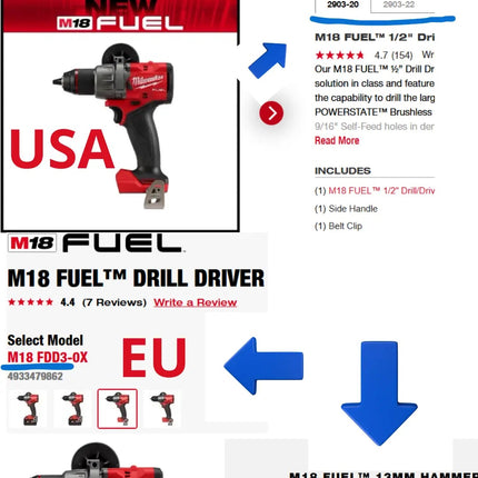 Information on checking tool compatibility with the Packout Insert to Suit M12 Fuel Drill Gen 3, displaying different part numbers for USA, EU, and AUS, ensuring the right fit for Milwaukee tools in the Packout system.