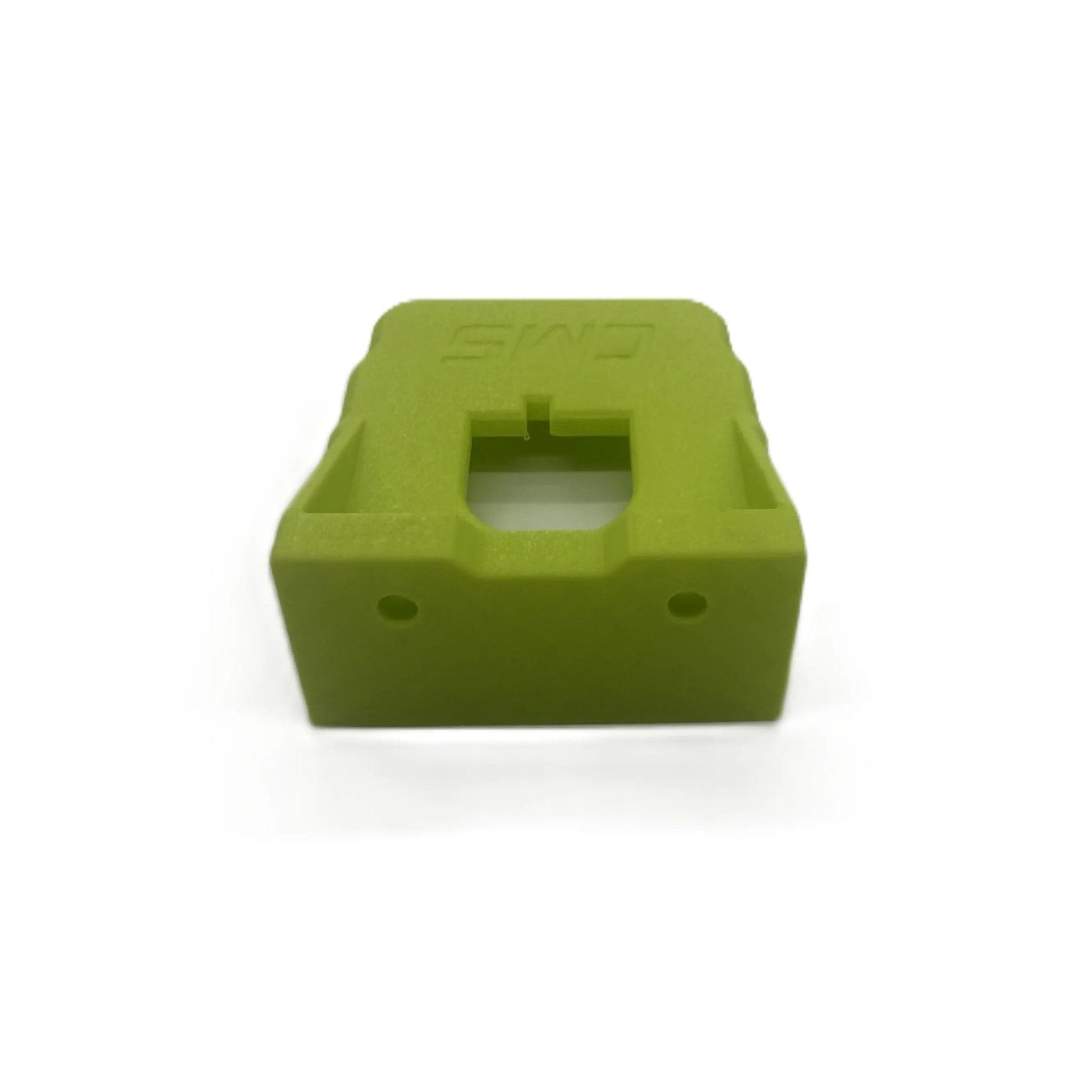 Close-up of Ryobi 18V Battery Holder - PETG Wall Mount Organizer in green, showcasing the precise fit for secure battery storage.