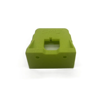 Close-up of Ryobi 18V Battery Holder - PETG Wall Mount Organizer in green, showcasing the precise fit for secure battery storage.